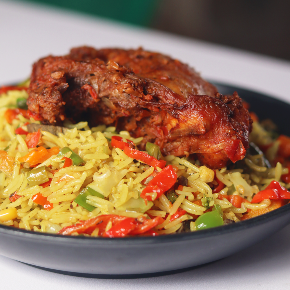 fried rice and chickenn